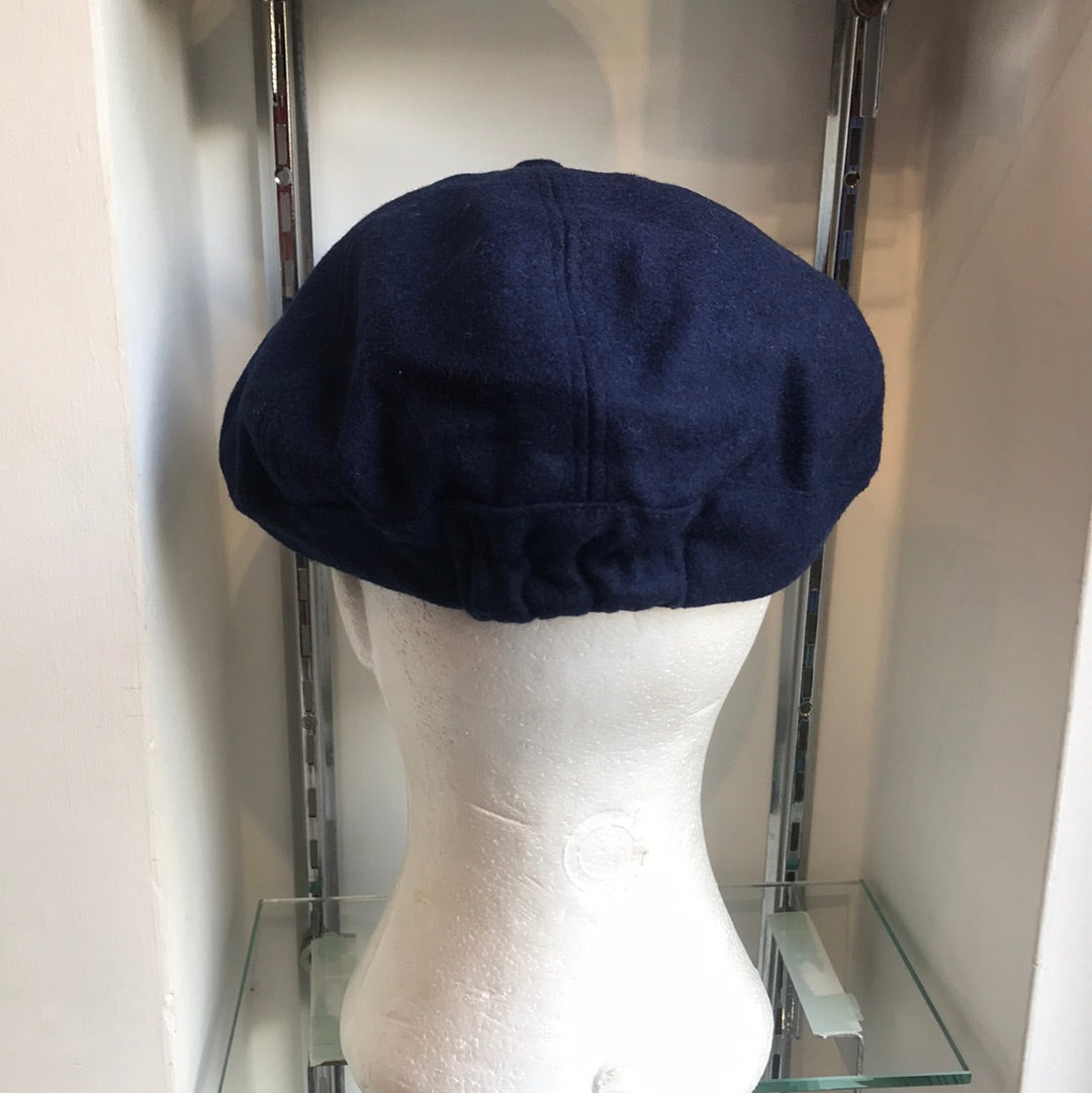 Coppola inglese nuova blu notte in lana a otto spicchi S/M e L/XL