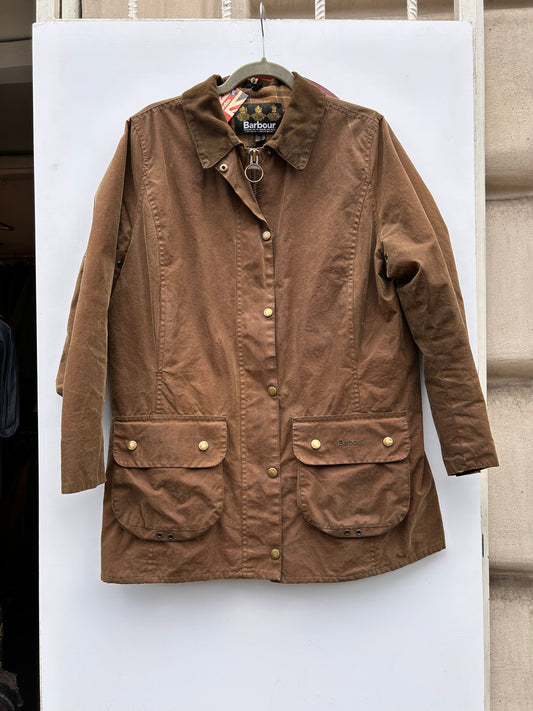 Barbour Giacca Beige donna Field Newmarket tg. 42 Brown Waxed Field lady Jacket UK14