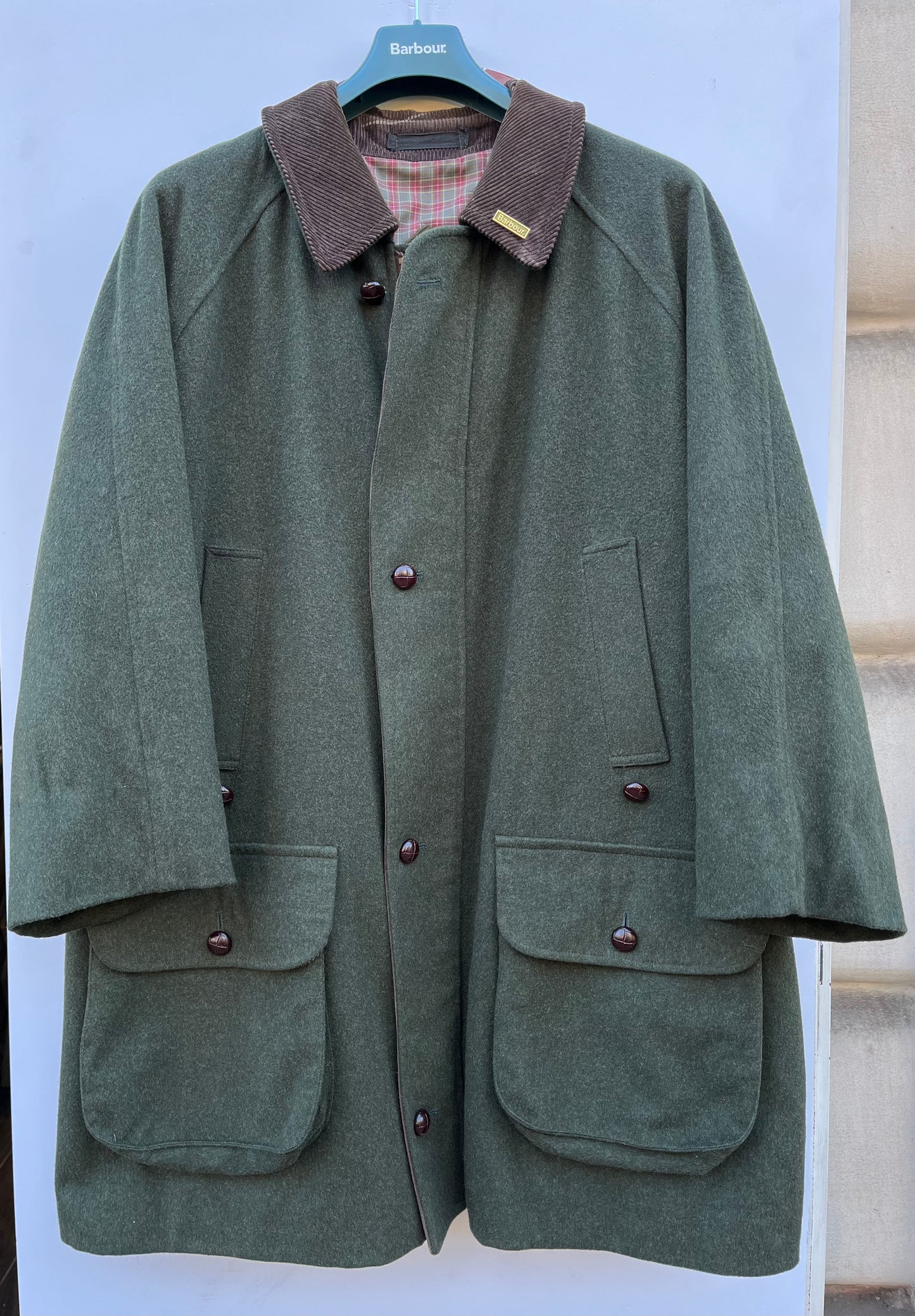 RARO Barbour Cappotto Loden in Lana verde c46 Rare wool Loden vintage coat size XL