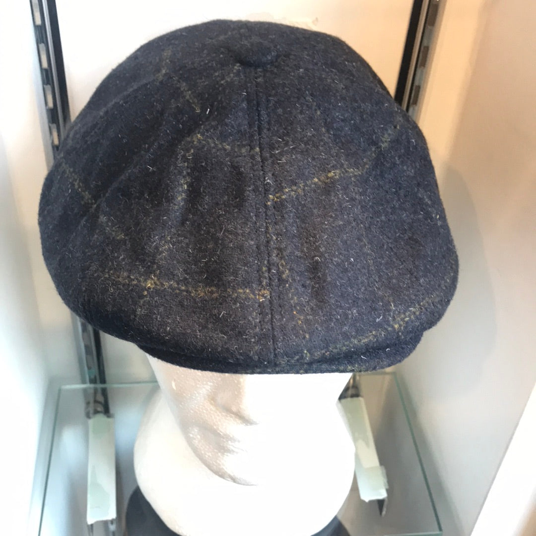 Coppola inglese nuova spigata in lana a otto spicchi bottone piccolo S/M e L/XL TWEED BLU
